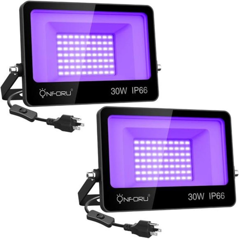 2 Pack 30W LED Black Lights, Blacklight Flood Light with Plug, IP66 Waterproof